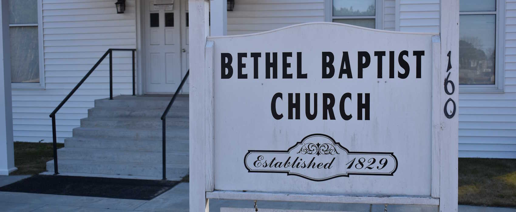 Picture of church sign saying Bethel Baptist Church, established 1829.